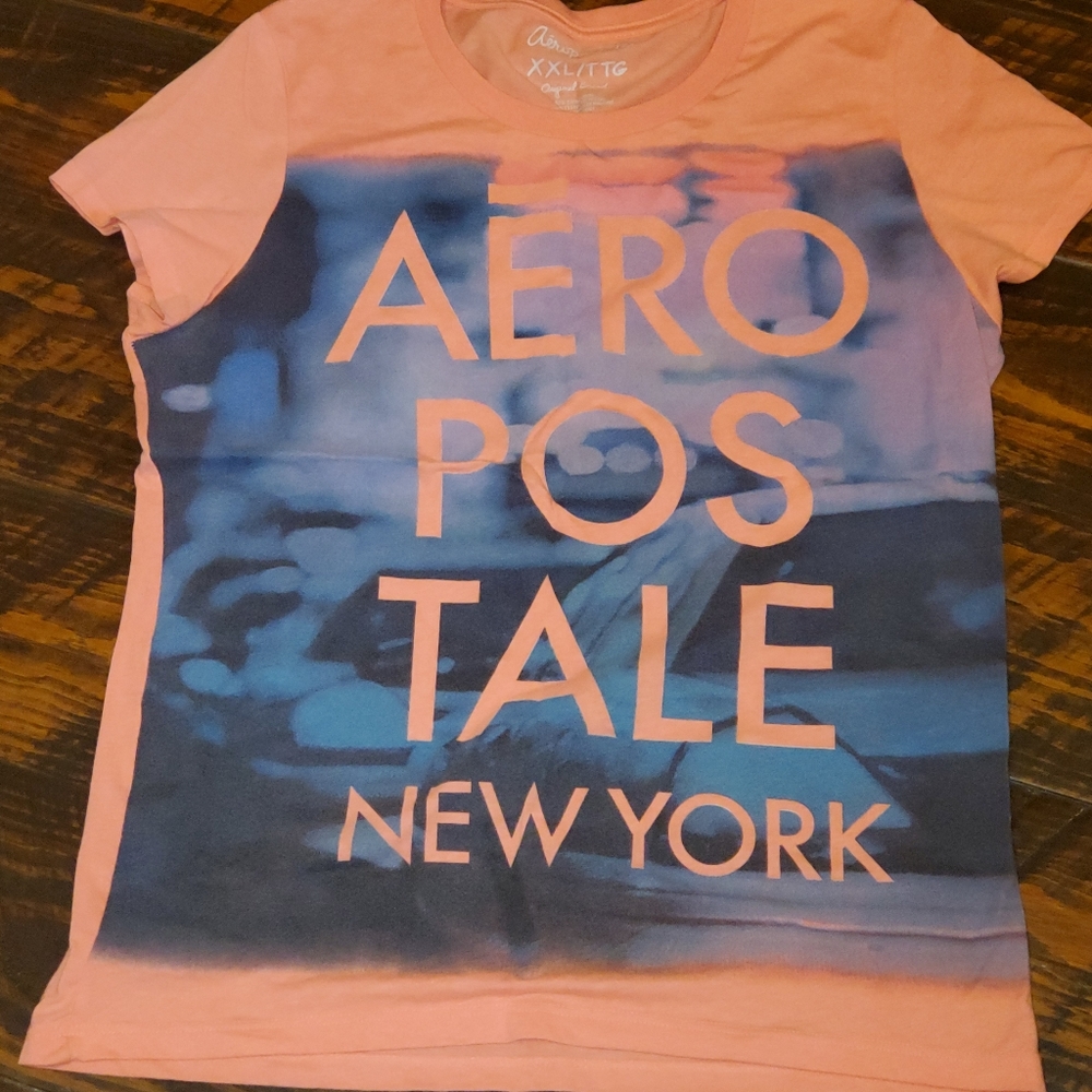 Aeropostale  Baby Tee size 2X Peach & Blue